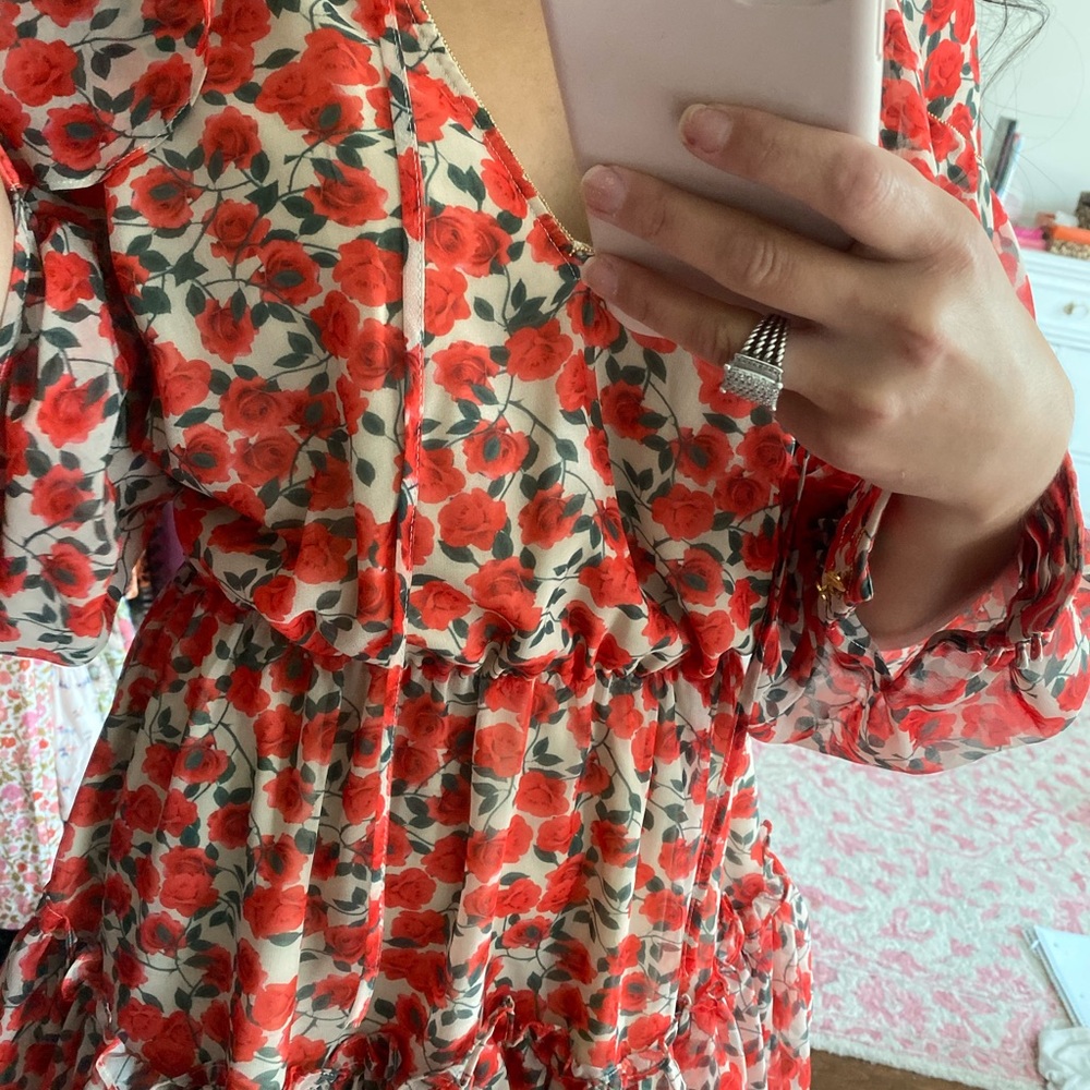 Red Rose Floral Swing Dress - Picture 3 of 9
